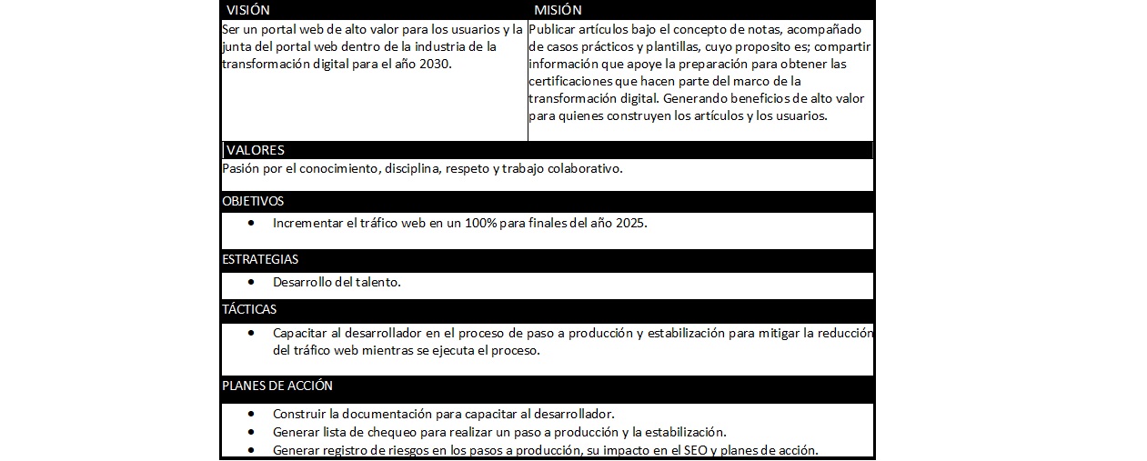 plantilla que muestra como se debe diligenciar el documento para la dirección estratégica de la organización