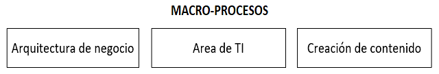 diagrama que muestra como se categorizan los elementos para activo de la organización: macro-procesos