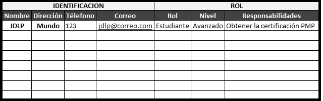 plantilla que muestra como se debe diligenciar el documento para las asignaciones del equipo del proyecto