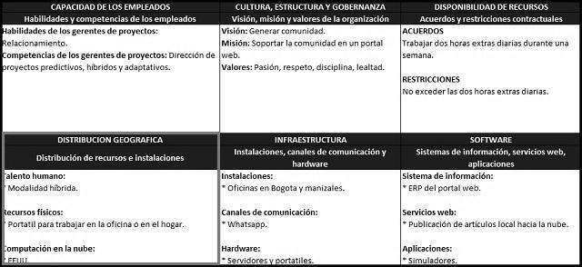 plantilla que muestra como se debe diligenciar el documento para el factor ambiental interno: distribución geográfica de instalaciones y recursos