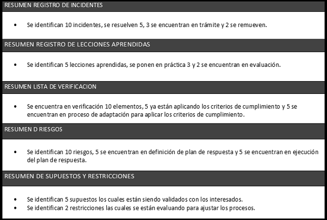 plantilla que muestra como se debe diligenciar el documento para el informe de calidad